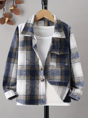 Toddle Boys Plaid Jacket Long Sleeve Button Down Warm Coat Winter Kids Clothes
