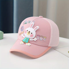 Girls Bunny Mesh Baseball Cap Adjustable Sun Hat