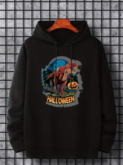 Men's Halloween Dino Print Hoodie Casual Sweatshirt