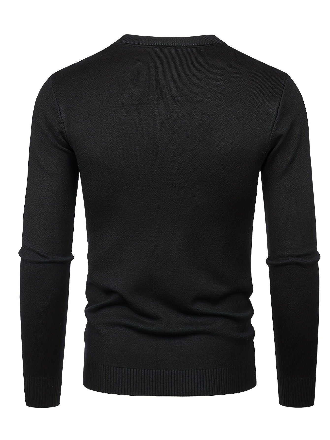 Men's Letter Print Knitted Sweater Active Mid Stretch Slim Fit Warm Pullover