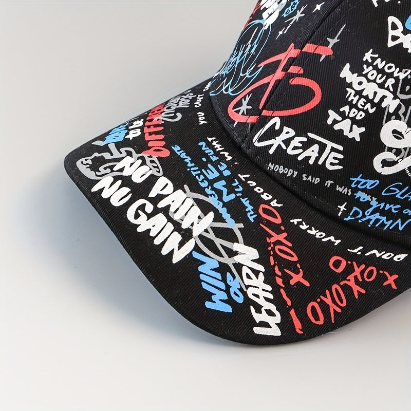 Letter Graffiti Baseball Cap Hip Hop Sports Hat Sun Protection Adjustable