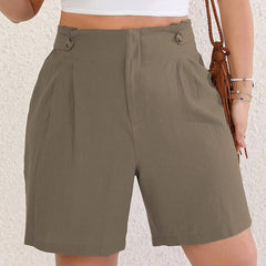 Casual Shorts Women's Plus Plicated Elastic Waist Loose