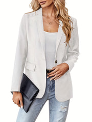 Solid Lapel Long Sleeve Blazer Open Front Women's Outerwear