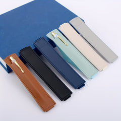 Pu Leather Elastic Buckle Pencil Case Book Pen Clip Lightweight Holder