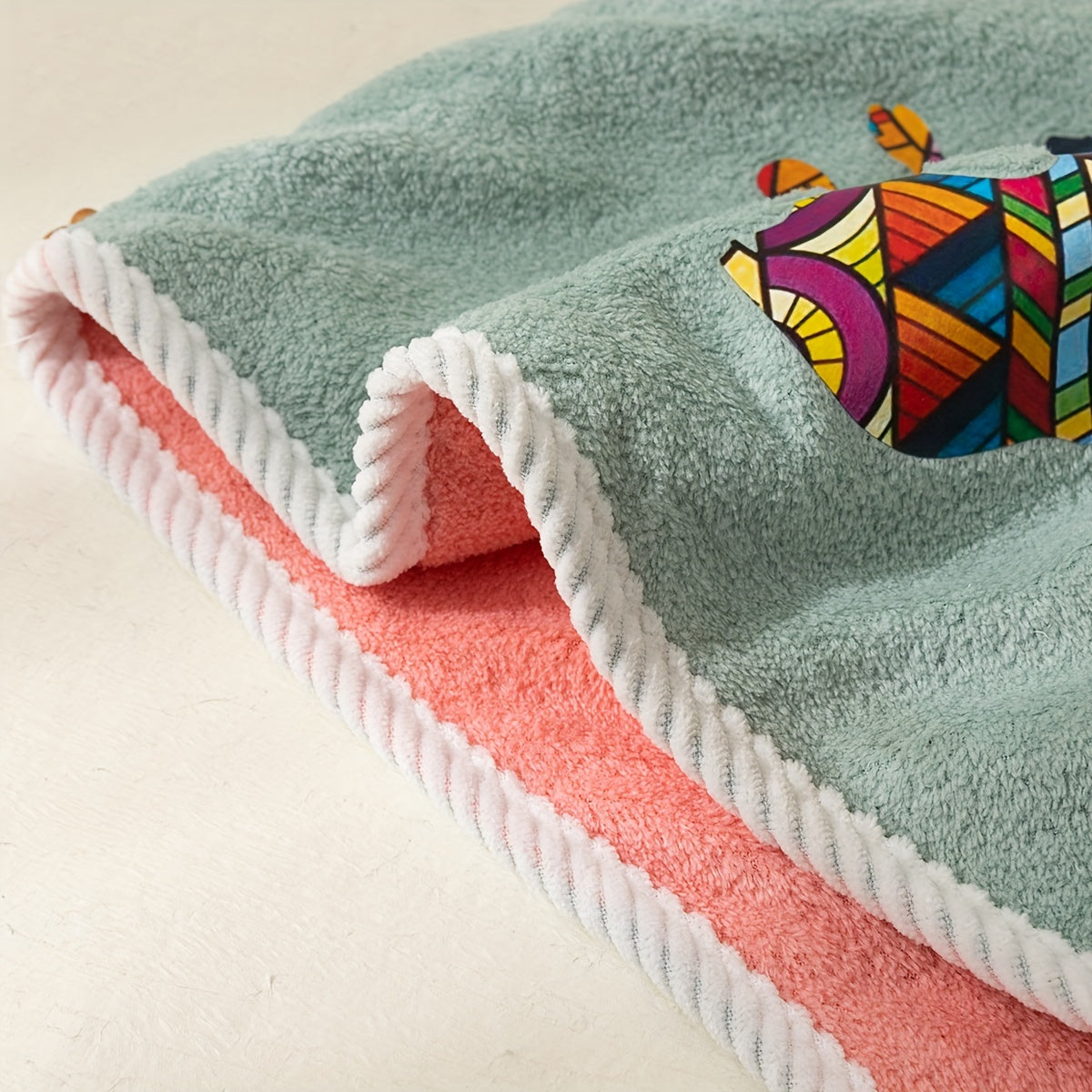 Colorful Palm Pattern Hair Drying Cap Water Absorbent Towel
