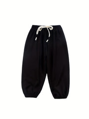 Kid's Solid Textured Sweatpants Elastic Waist Summer Sports Clothes