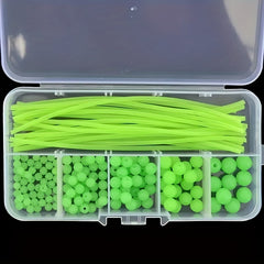 170pcs Glow in the Dark Fishing Beads Set Soft Rubber Rig Accessories