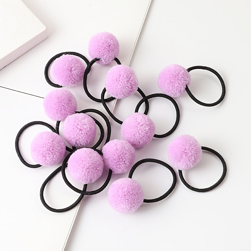 10pcs Girls Cartoon Plush Ball Hair Ties Sweet Decorative Hair Accessories