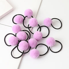 10pcs Girls Cartoon Plush Ball Hair Ties Sweet Decorative Hair Accessories