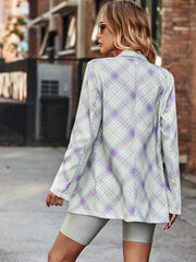Purple Striped Plaid Casual Blazer & Stylish Office Wear