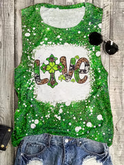 Leopard Love Shamrock Print Tank Top St Patrick's Tank Top