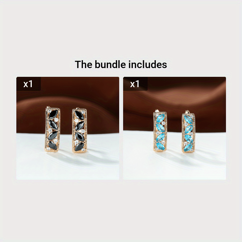 Zircon Stud Earrings Golden Vintage Wedding Jewelry