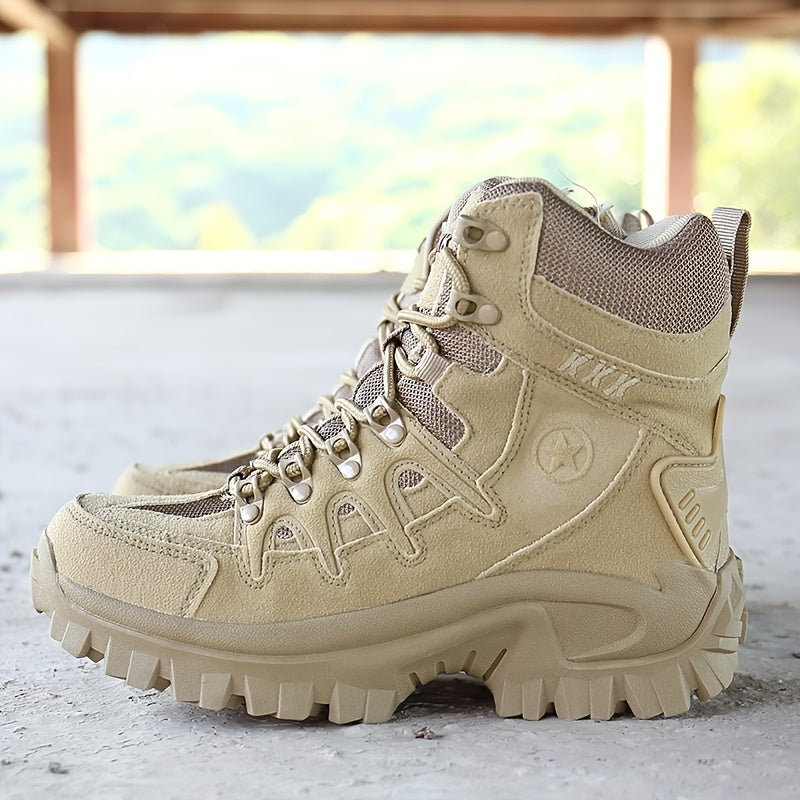 Men's Hiking Boots Suede Rubber Sole Anti skid Wear resistant Lace Up Shoes