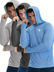 3 Pack Men's UPF 50 Sun Protection Hoodie & Shirt for Outdoor Sports