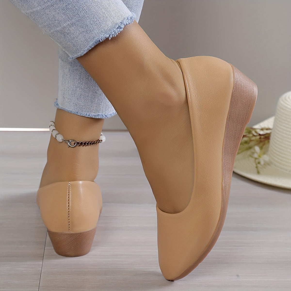 Women's Wedge Heeled Shoes Point Toe Lightweight Walking Shoes