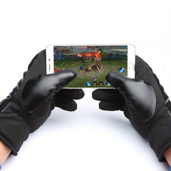 Men's Waterproof Touch Screen Leather Gloves Winter Thick Cotton Plush