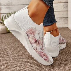 Women's Butterfly Pattern Hollow Out Mesh Sneakers Lightweight Running Shoes