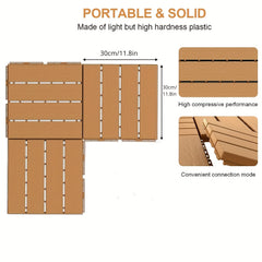 6pcs Interlocking Deck Tiles Waterproof Outdoor Flooring Patio Decking Tiles