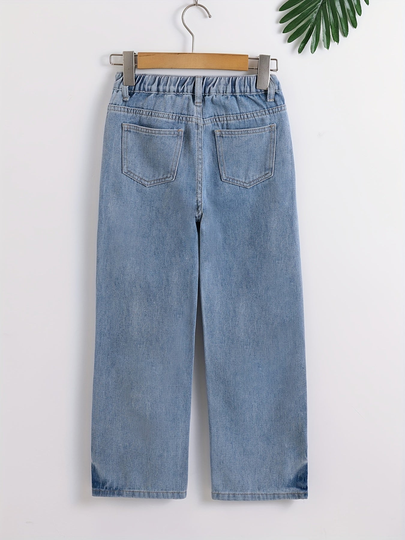 Girls High Waist Jeans Casual Straight Leg Denim Pants