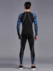 Men's Quick Dry Sports Tights Set with Long Sleeve Fitness Shirt