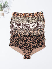 5pcs Seamless Leopard Briefs Comfy & Breathable Panties