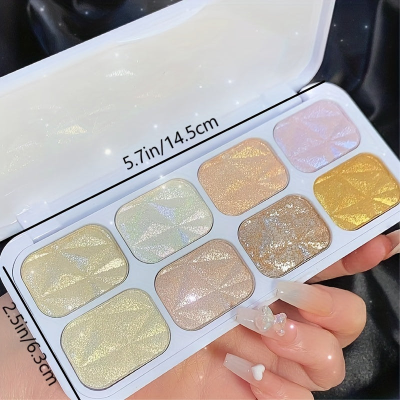 8 colors Diamond Shimmer Highlighter Palette - Face and Body Blend and Bronze