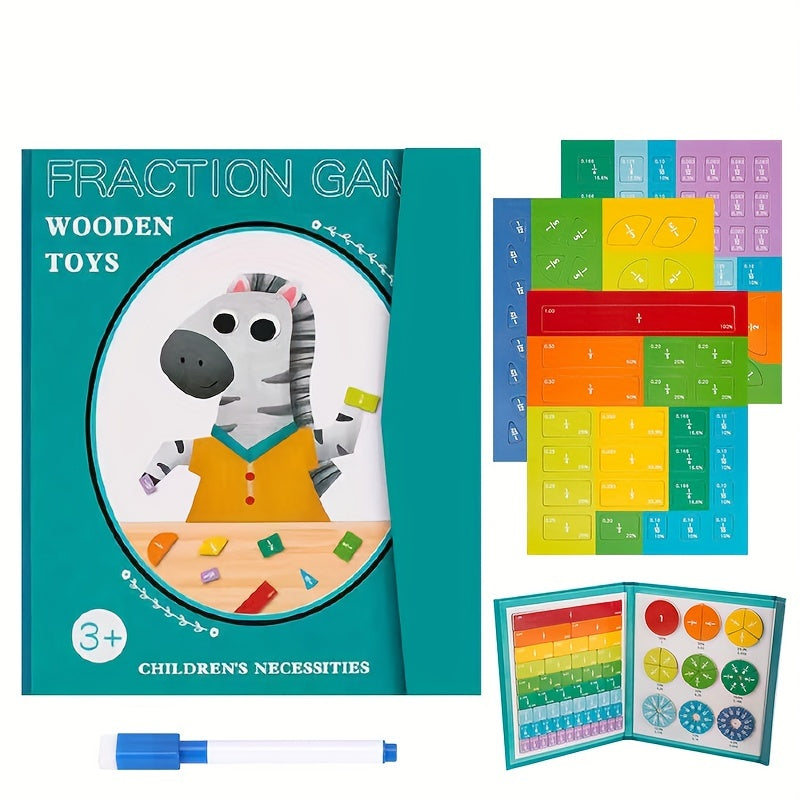 Wooden Fraction Book Set Educational Math Toys
