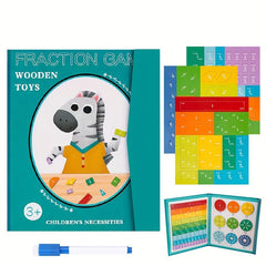 Wooden Fraction Book Set Educational Math Toys