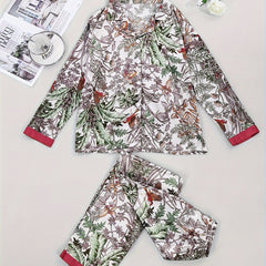 Floral Pajama Set Long Sleeve Top & Pants