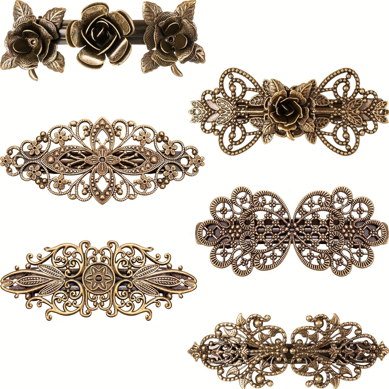 6 PCS Vintage Hair Clips French Barrette