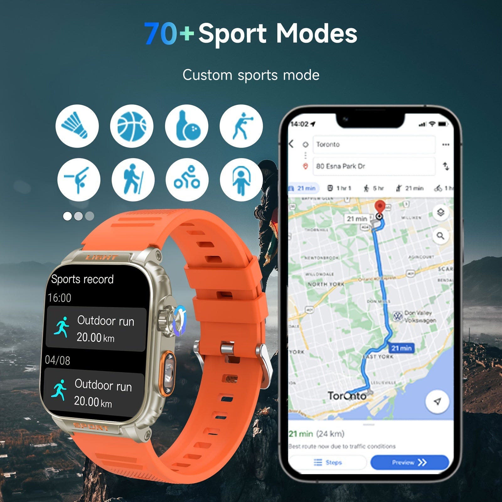 Unisex Smart Watch LED Flashlight Fitness Tracker