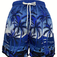 Coconut Tree Beach Pattern Swim Trunks Quick Dry Beach Shorts Men's Swimwear