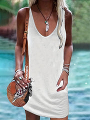 Casual V Neck Sleeveless Tank Dress for Spring & Summer