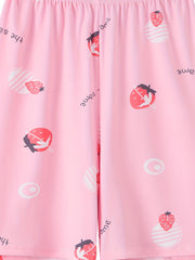 Women's Strawberry & Letter Print High Stretch Shorts