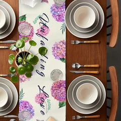 Rustic Floral Hydrangea Table Runner Heat Resistant Washable 13x7