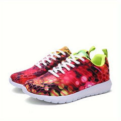 Women's Printed Lace-up Sports Shoes Breathable Outdoor Sneakers