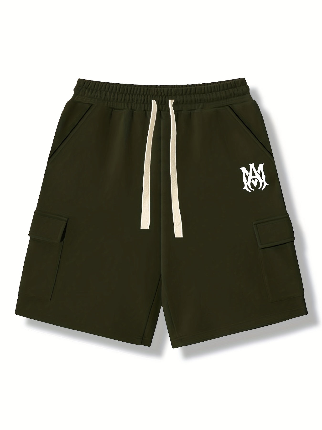 Men's Solid Comfy Cargo Shorts Summer Elastic Waist Drawstring