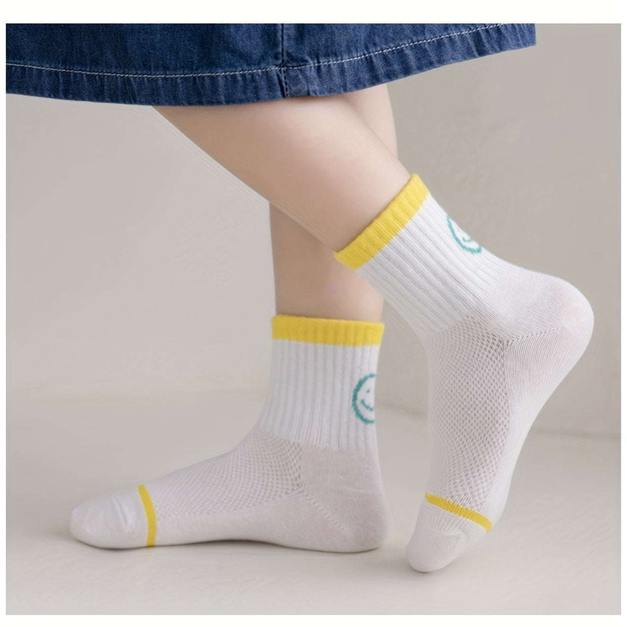 4 Pairs Kids Thin Mesh Breathable Crew Socks for Summer