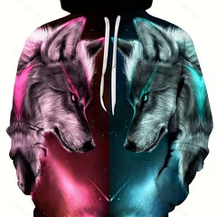 Men's Block Wolf Graphic Hoodie 3D Print Hooded Sweatshirt