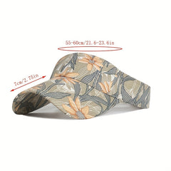 Flower Print Ponytail Visor Hat Vintage Cotton Sun Hat