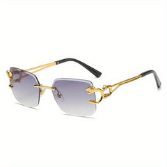 Men's Leopard Rimless UV Resistant Sunglasses for Beach