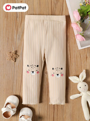 Baby Girl Leopard Printed Ribbed Casual Trousers