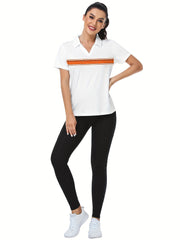 Women's Golf Polo Shirt Moisture Wicking V Neck Tennis Top