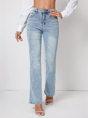Stretchy Bootcut Slash Pocket Bell Bottoms Denim Pants