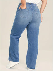 Button Fly Wide Leg Jeans