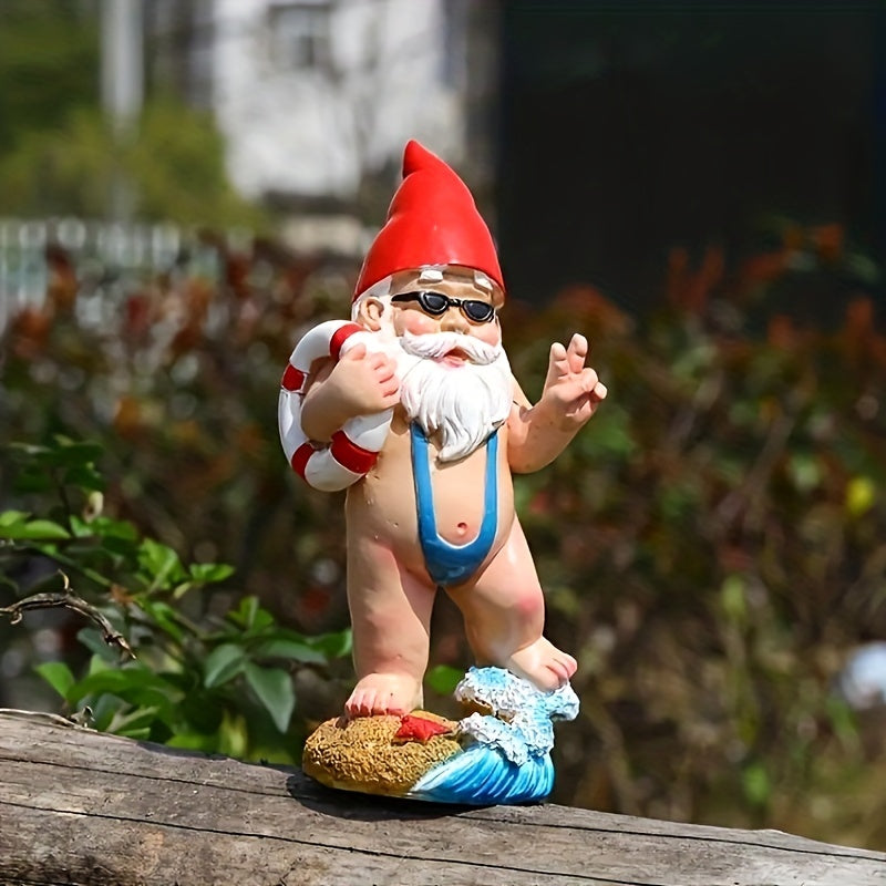 Swimming Gnome Dwarf Garden Ornament Resin Statue Decorative Swimsuit Crafts