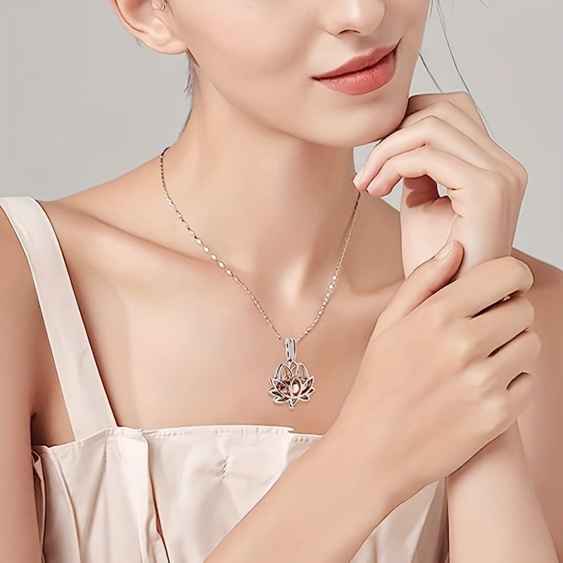Lotus Flower Cremation Necklace with Keepsake Urn