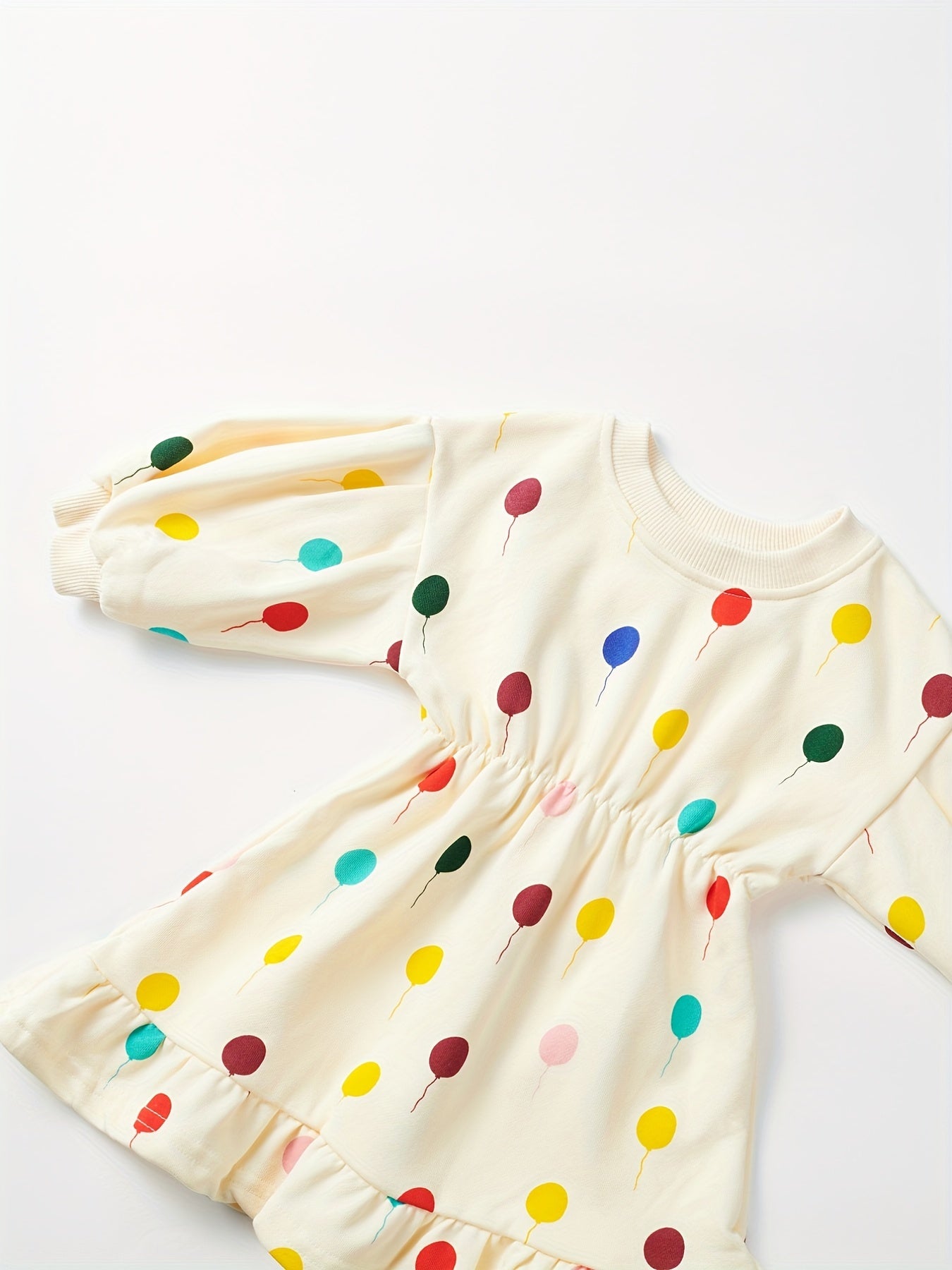 Baby Girl Colorful Balloon Long-sleeved Cotton Dress