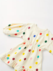 Baby Girl Colorful Balloon Long-sleeved Cotton Dress