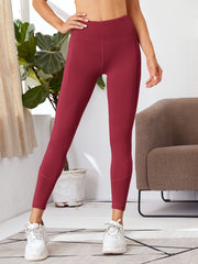 Red High Waist Yoga Leggings for Sweat Workouts